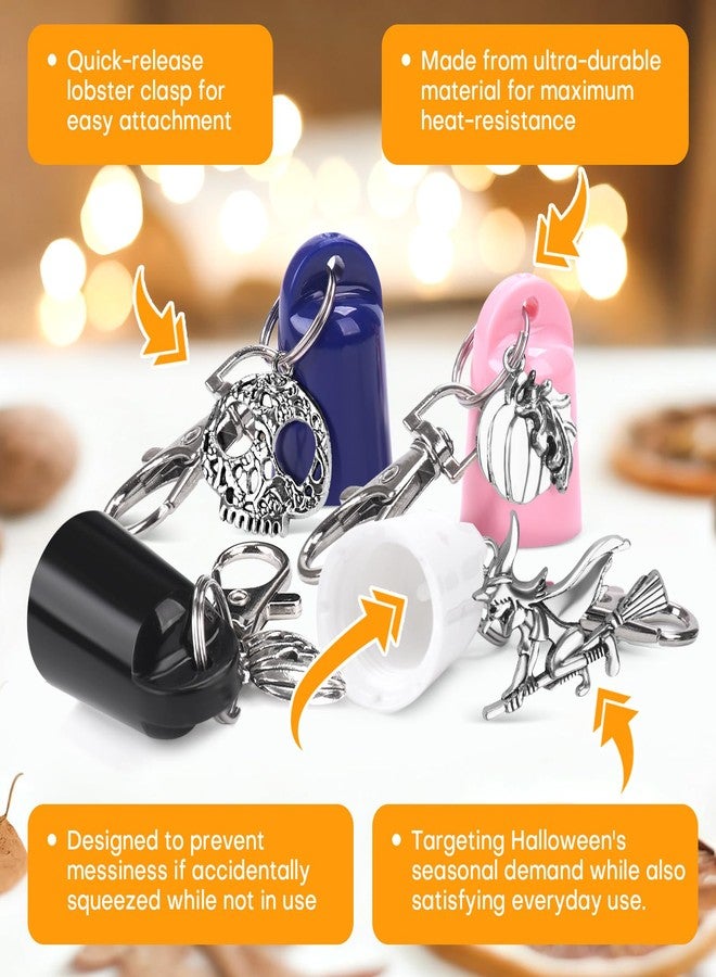 Rolitwils Halloween Edition 4 Pcs Keychain Holder for Aquaphor Lip Repair - Polypropylene Cap Accessory - Fit Lip Balm Keychain with Halloween Charms - Image 5